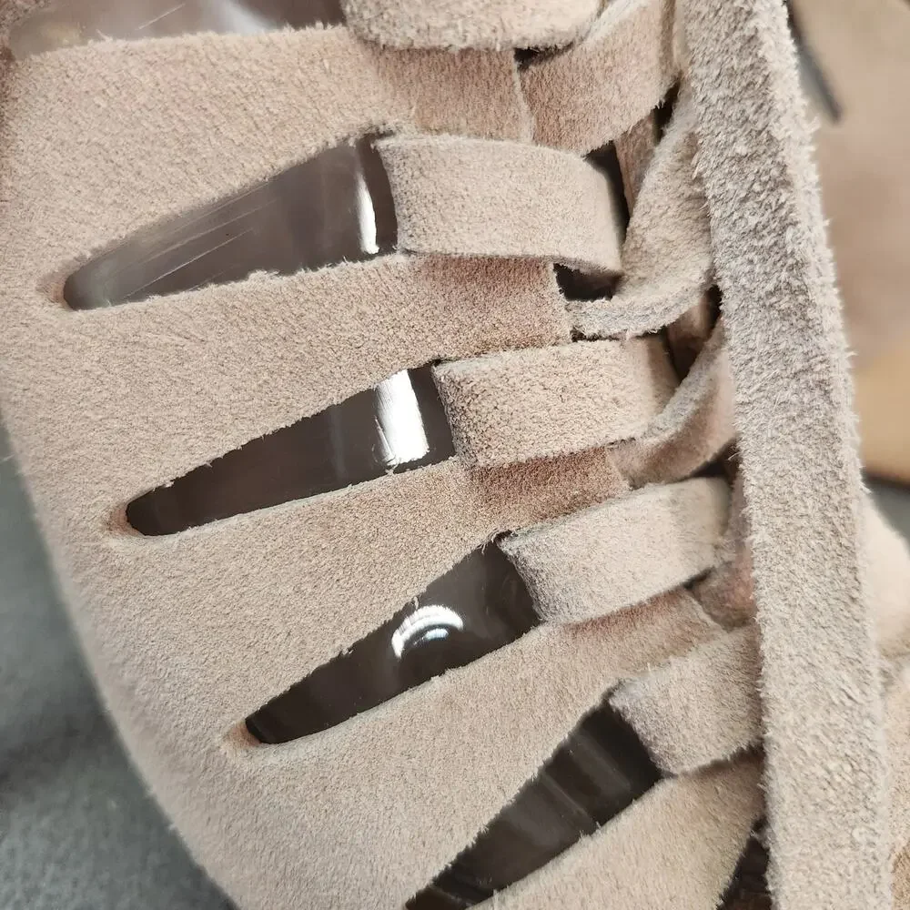 LOEFFLER RANDALL Vivian Lace Up Wedge Sandal  Size 7.5B Natural Tan‎ Slingback - Picture 8 of 15